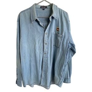 Vintage UPS Denim Shirt Button Down Embroidered Logo Men’s 90s Timeout Size XXL